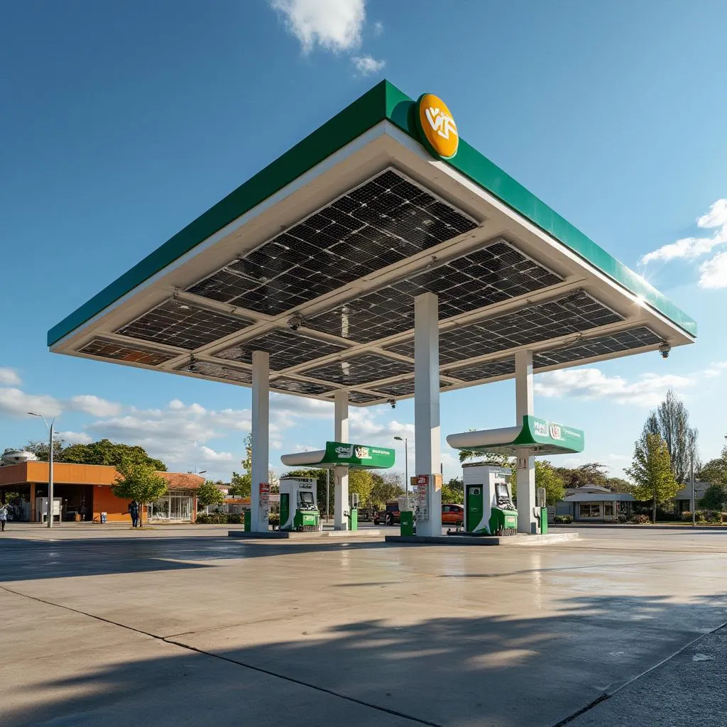 Estación de servicio con paneles solares